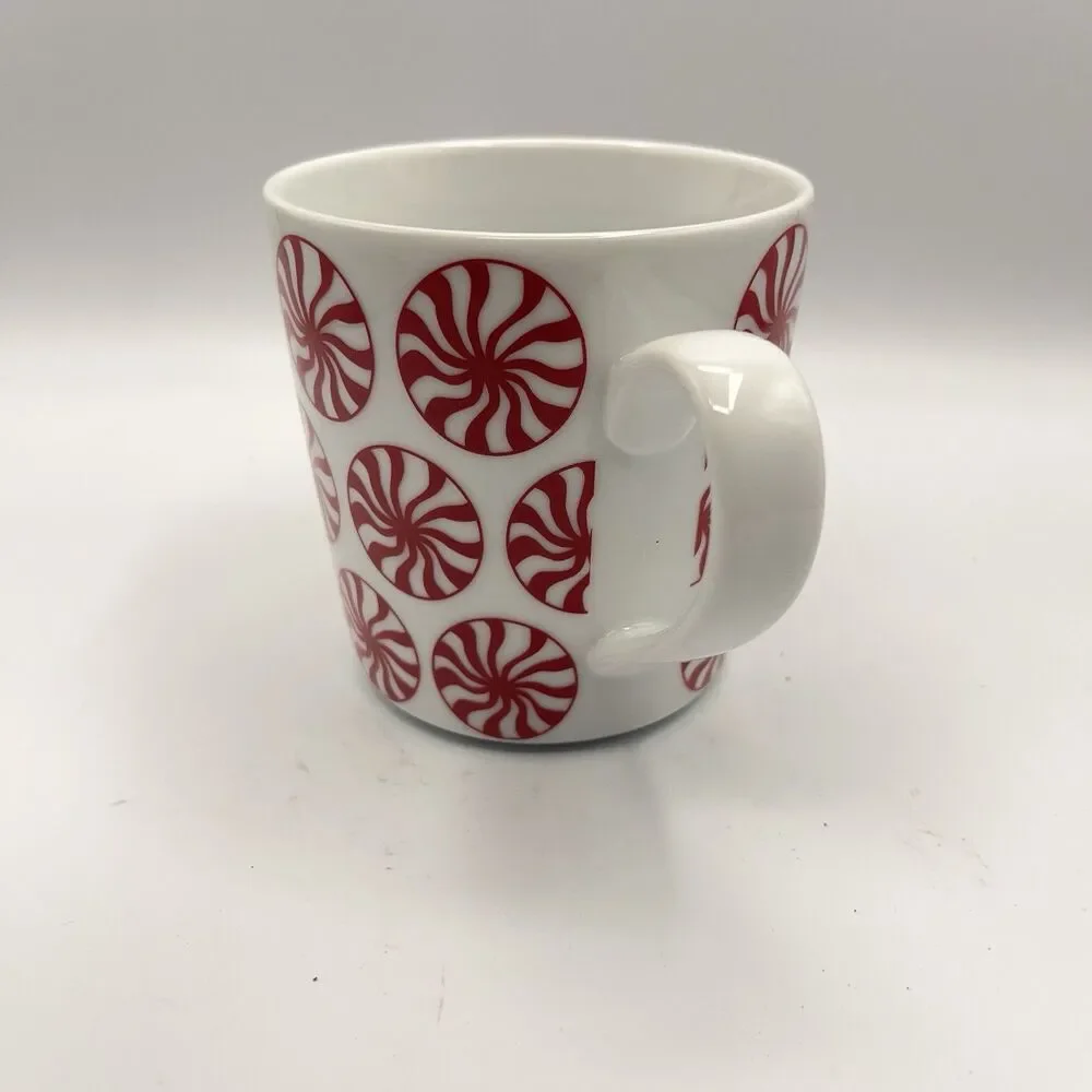 Crate & Barrel Peppermint Candy Porcelain Coffee Mug Tea Cup 16oz Holiday